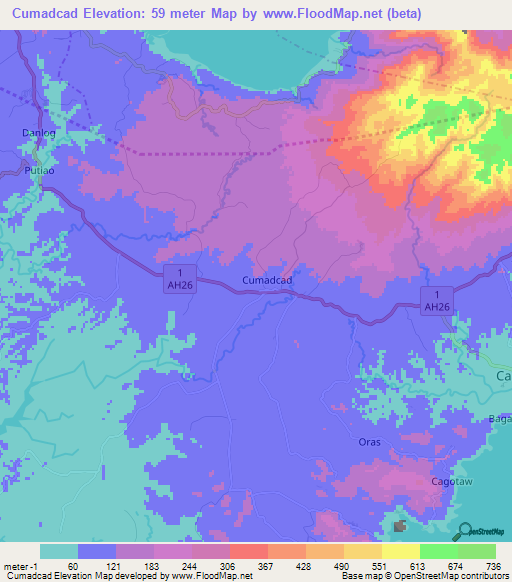 Cumadcad,Philippines Elevation Map