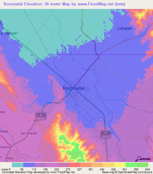 Koronadal,Philippines Elevation Map