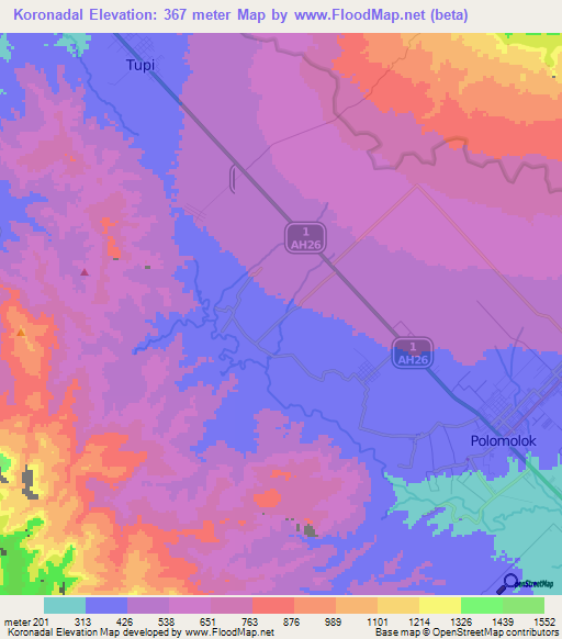 Koronadal,Philippines Elevation Map