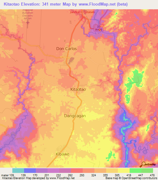 Kitaotao,Philippines Elevation Map