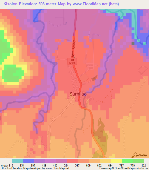 Kisolon,Philippines Elevation Map