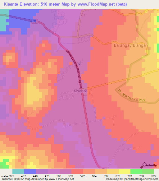 Kisante,Philippines Elevation Map