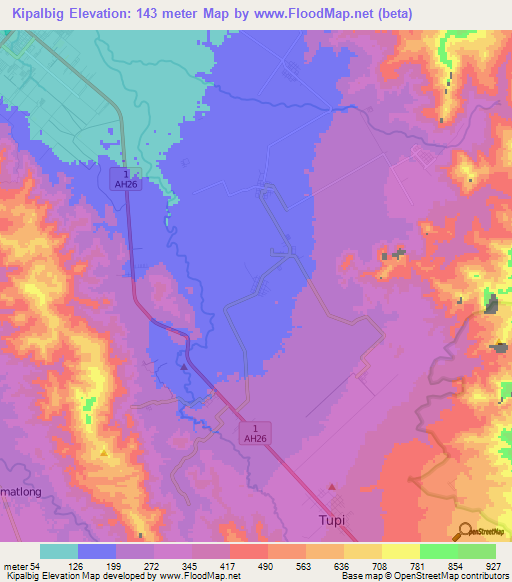 Kipalbig,Philippines Elevation Map
