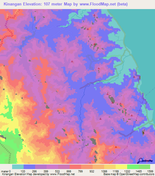 Kinangan,Philippines Elevation Map