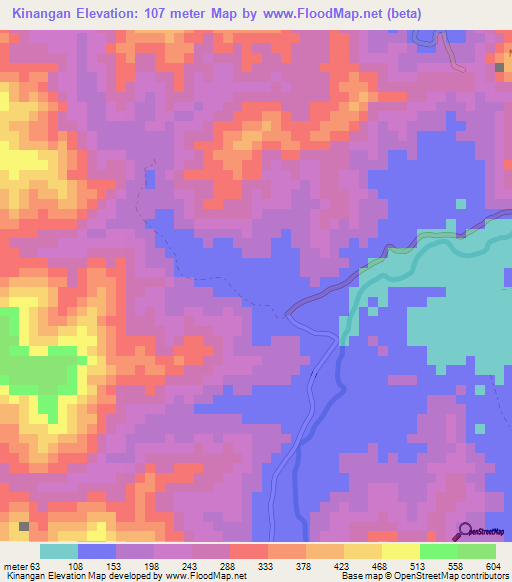 Kinangan,Philippines Elevation Map