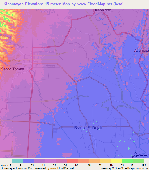 Kinamayan,Philippines Elevation Map