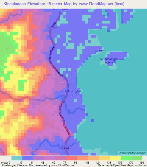Kinablangan,Philippines Elevation Map