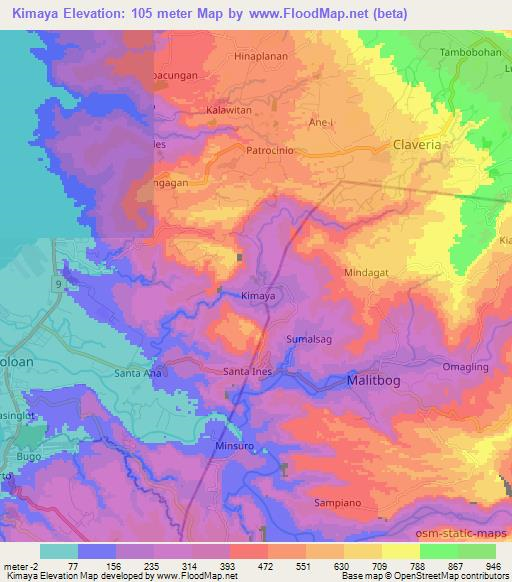 Kimaya,Philippines Elevation Map