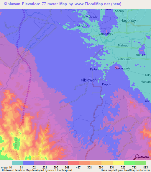 Kiblawan,Philippines Elevation Map