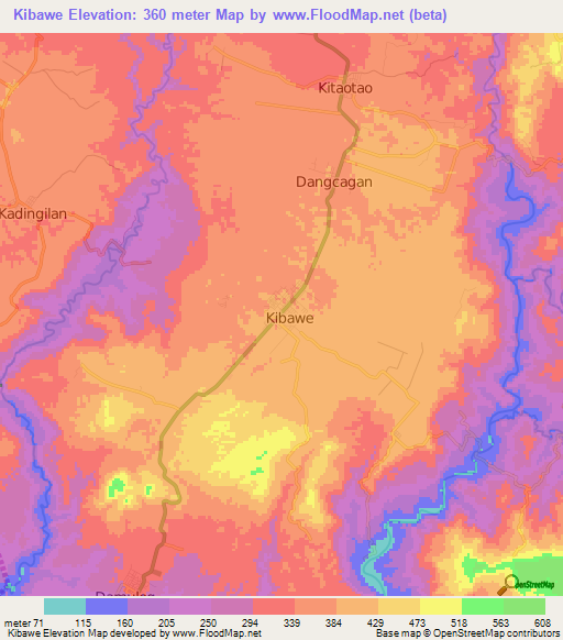 Kibawe,Philippines Elevation Map