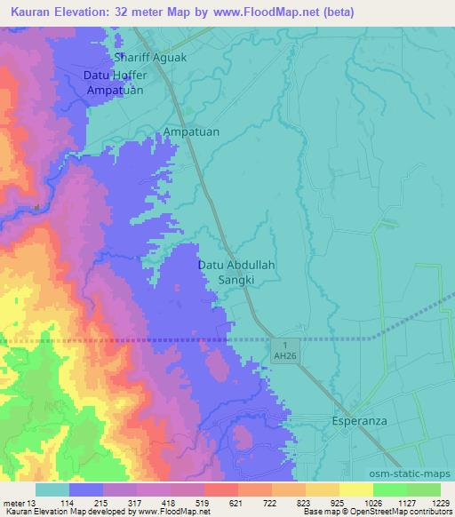 Kauran,Philippines Elevation Map