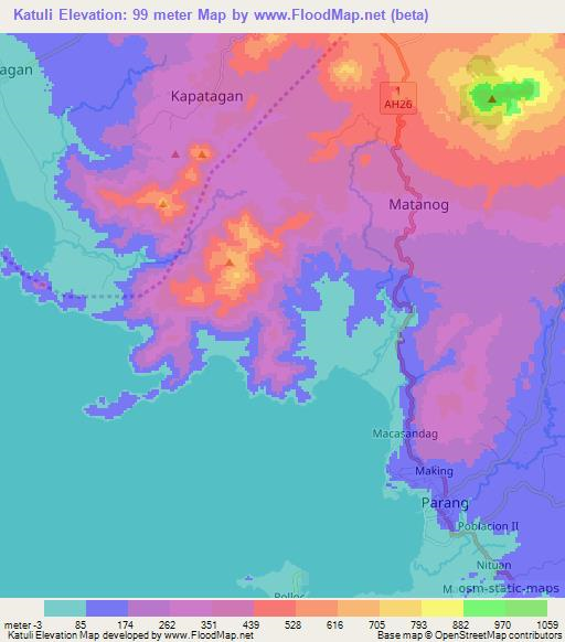 Katuli,Philippines Elevation Map