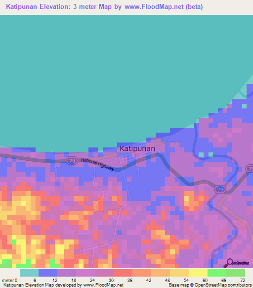 Katipunan,Philippines Elevation Map