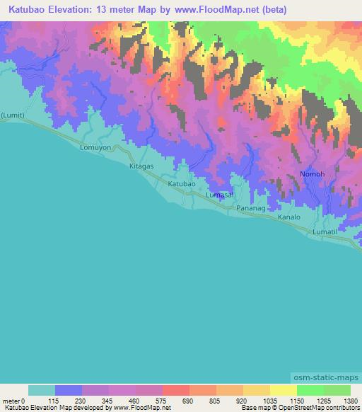 Katubao,Philippines Elevation Map