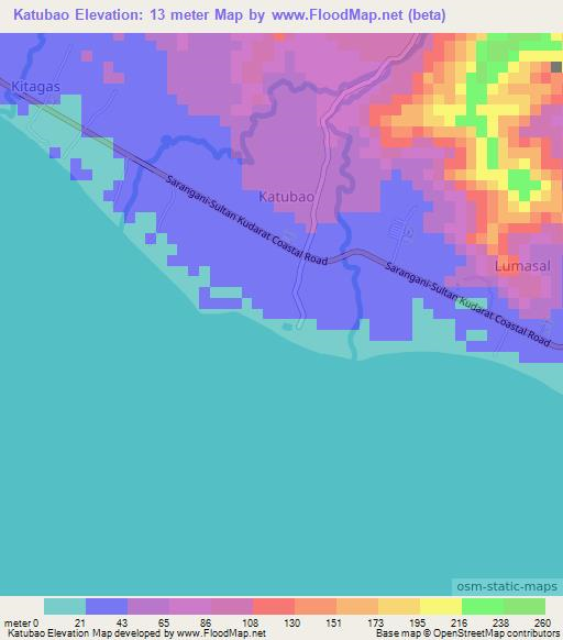 Katubao,Philippines Elevation Map