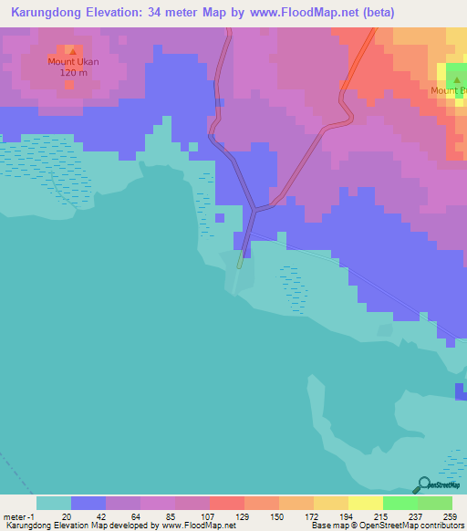 Karungdong,Philippines Elevation Map
