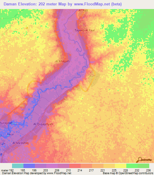 Daman,Syria Elevation Map