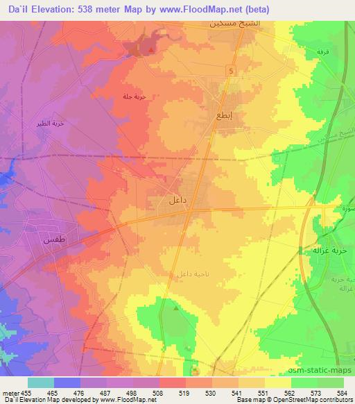 Da`il,Syria Elevation Map