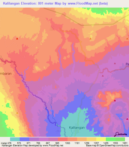 Kalilangan,Philippines Elevation Map