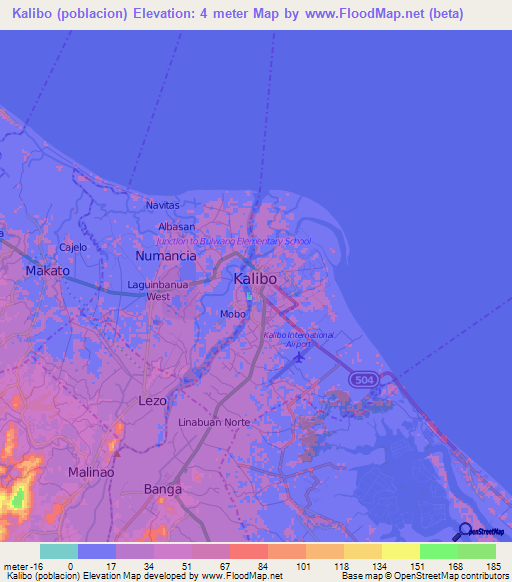 Kalibo (poblacion),Philippines Elevation Map