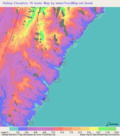 Kalbay,Philippines Elevation Map