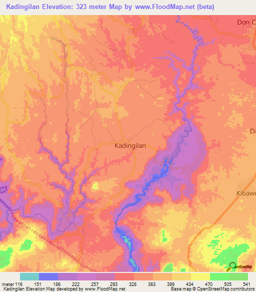 Kadingilan,Philippines Elevation Map
