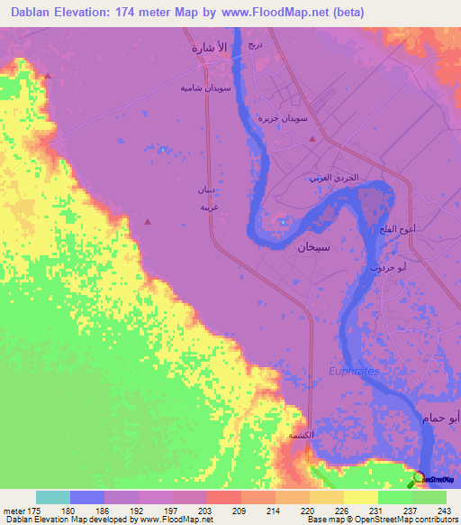 Dablan,Syria Elevation Map
