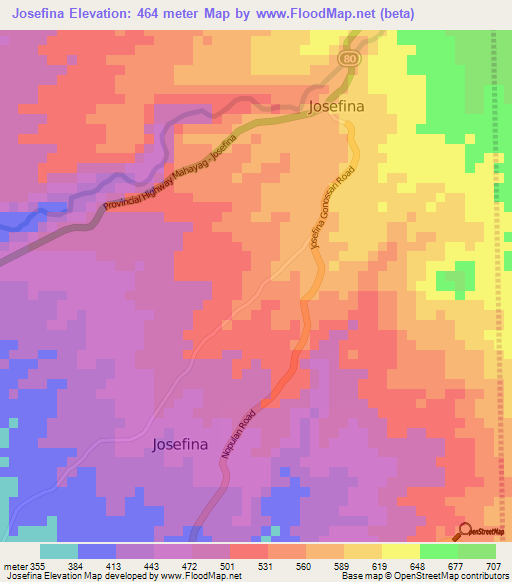 Josefina,Philippines Elevation Map