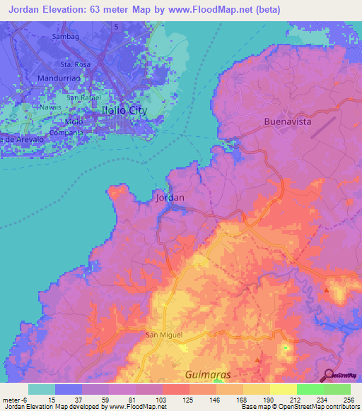 Jordan,Philippines Elevation Map