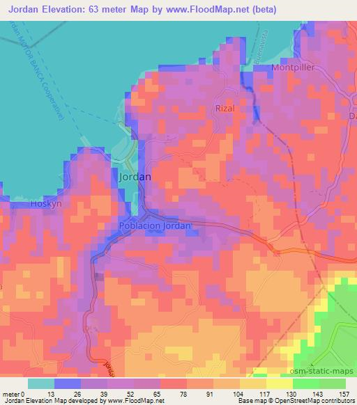 Jordan,Philippines Elevation Map