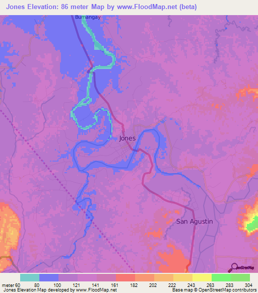 Jones,Philippines Elevation Map