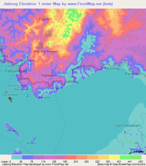Jiabong,Philippines Elevation Map