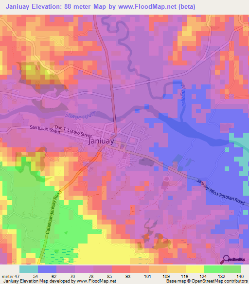 Janiuay,Philippines Elevation Map