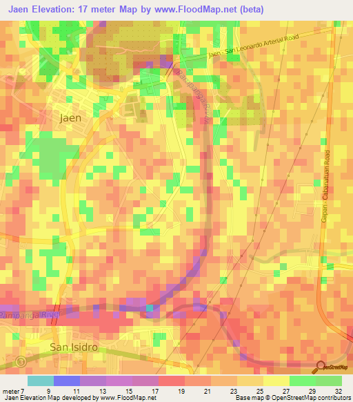 Jaen,Philippines Elevation Map