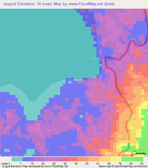 Isugod,Philippines Elevation Map