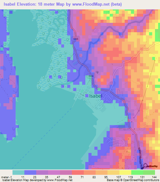 Isabel,Philippines Elevation Map