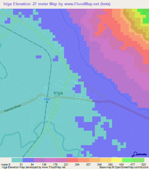 Iriga,Philippines Elevation Map
