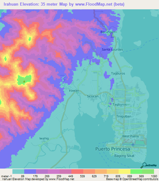 Irahuan,Philippines Elevation Map