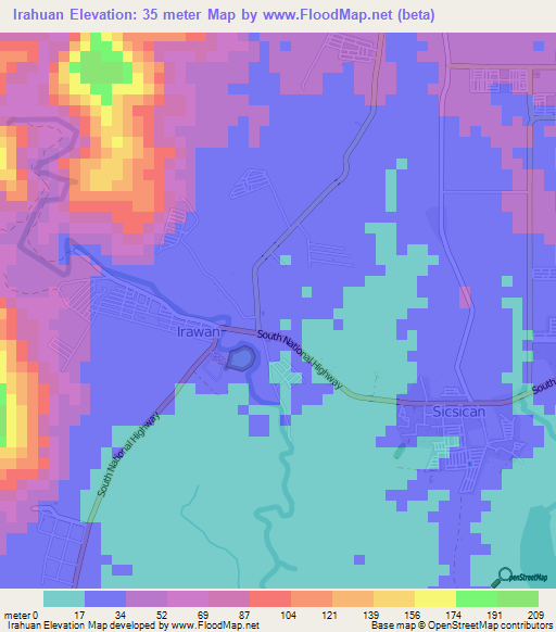 Irahuan,Philippines Elevation Map