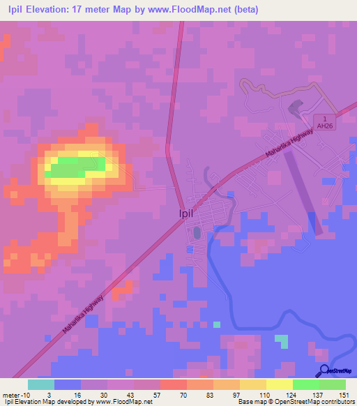 Ipil,Philippines Elevation Map