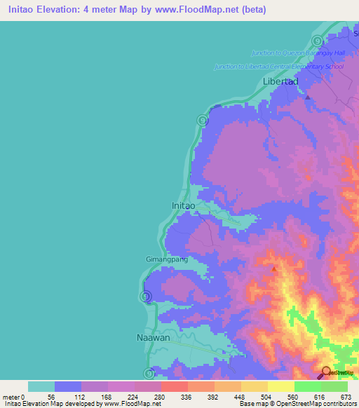Initao,Philippines Elevation Map