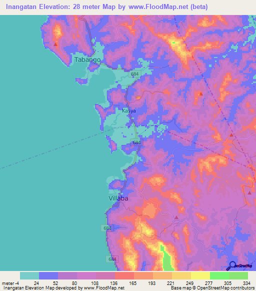 Inangatan,Philippines Elevation Map