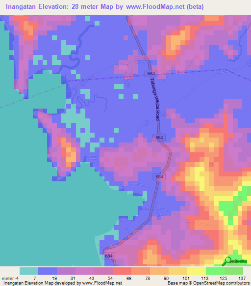 Inangatan,Philippines Elevation Map