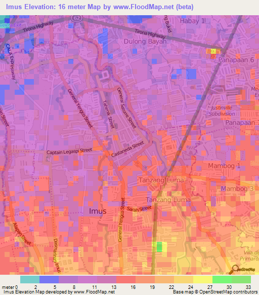 Imus,Philippines Elevation Map