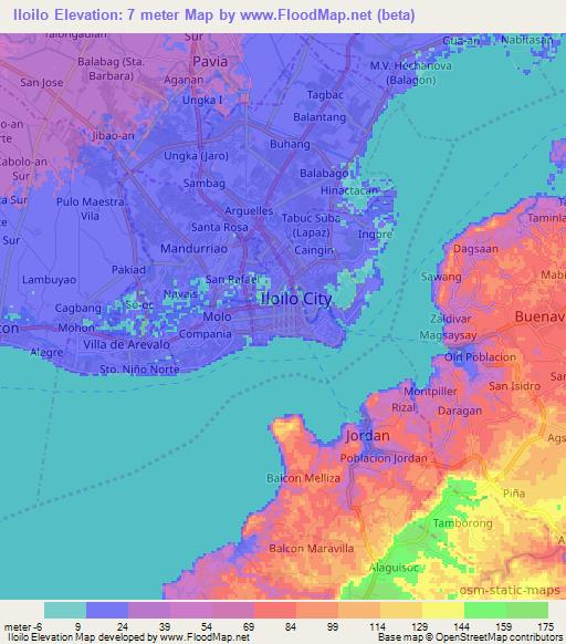 Iloilo,Philippines Elevation Map