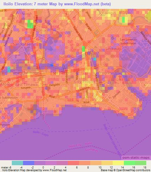 Iloilo,Philippines Elevation Map