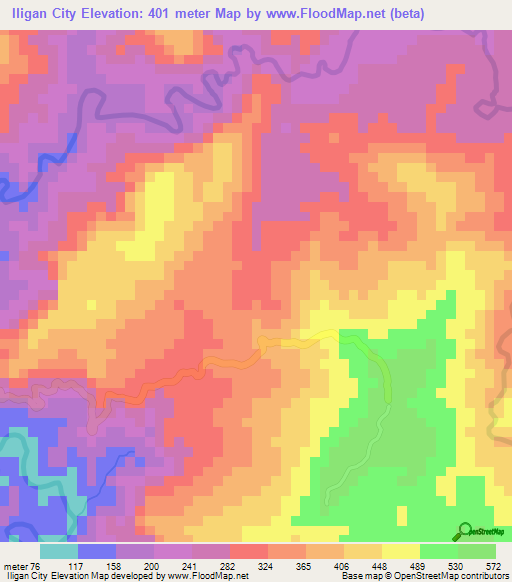 Iligan City,Philippines Elevation Map