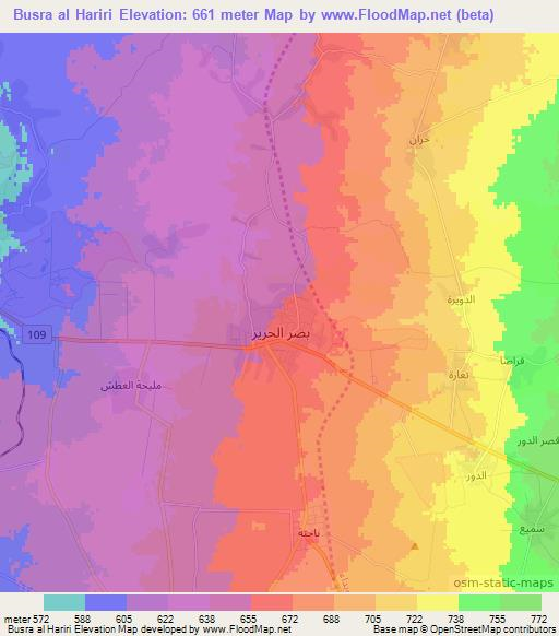 Busra al Hariri,Syria Elevation Map