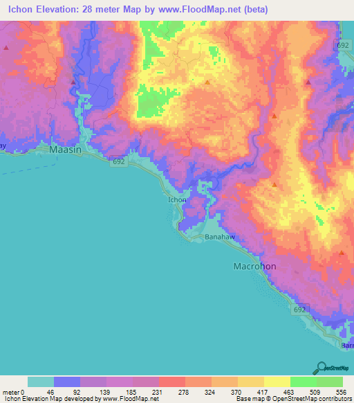 Ichon,Philippines Elevation Map