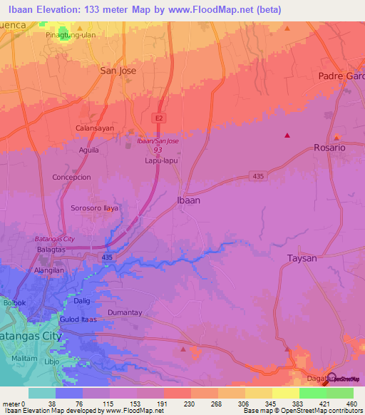 Ibaan,Philippines Elevation Map